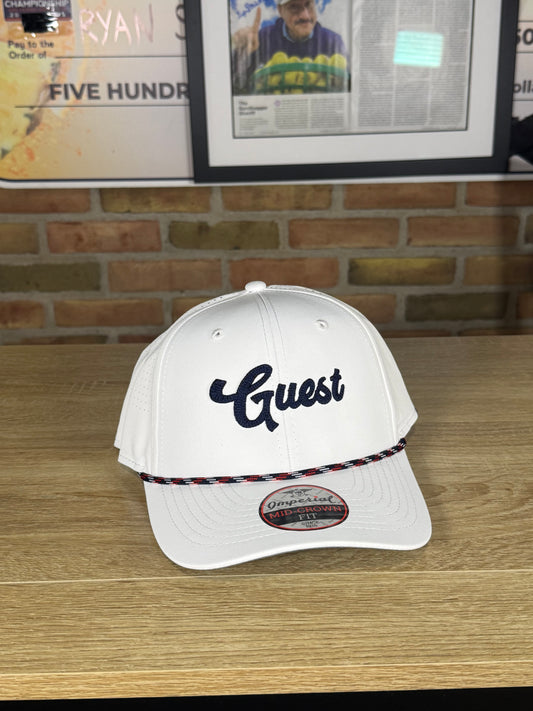 7054P (Performance) GUEST 2.0 Hat White/Navy (Red-White-Navy Rope)